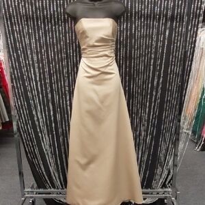 Satin  Strapless Tan Gown
